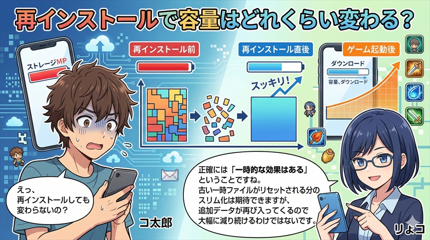 再インストールで容量はどれくらい変わる？