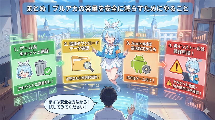 まとめ|ブルアカの容量を安全に減らすためにやること