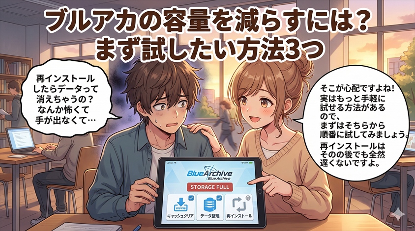 ブルアカの容量を減らすには?まず試したい方法3つ