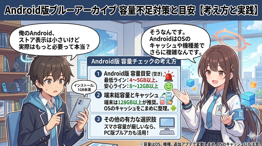 Android版で必要な空き容量の考え方